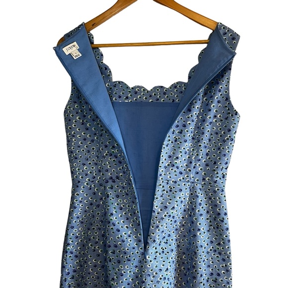 J. Crew floral scalloped square neck sheath dress size 4 excellent condition - Picture 8 of 11
